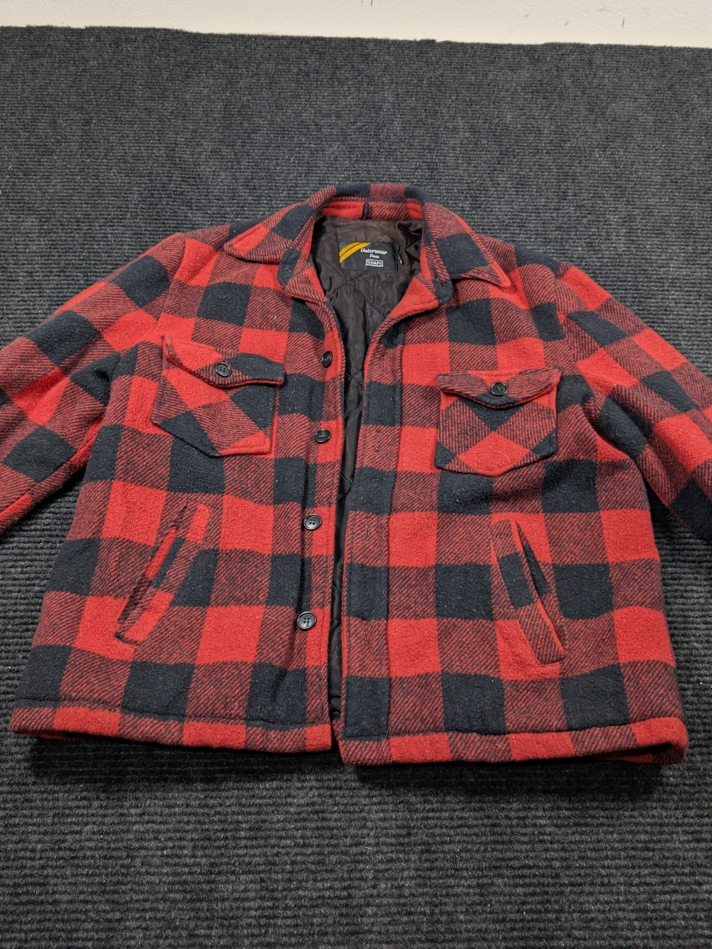 Sears Red & Black Buffalo Plaid Shirt Jacket